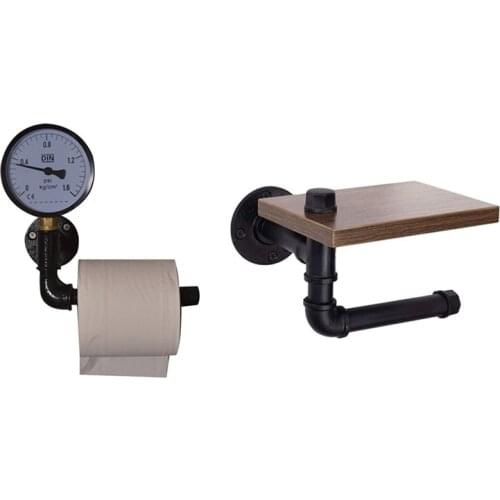 Rustic Industrial Toilet Paper Roll Holder,Pipe Floating Holder for Home/Bathroom,Wall Mounted Shelf