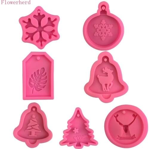 Christmas Tree Listing Silicone Mold Snowflake Deer Head with Hole Aroma Plaster Mold Chocolate Mold Cake Decoration Fondant Too