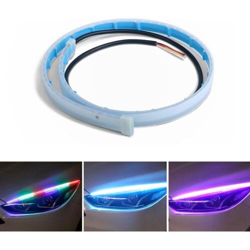 2 Pcs Car LED Light Strip Canbus Waterproof Blue Red DRL Daytime Running Turn Signal lights Strip 12V Headlight Diode Lamp