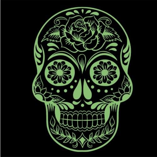 Flower Skull Patches for Clothing Luminous Badge Heat transfer printing Noctilucent Patch Clothes DIY Fluorescence Stickers Gift