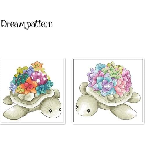 Gentleman lady turtle cross stitch package cartoon plant 18ct 14ct 11ct cloth cotton thread embroidery DIY handmade needlework