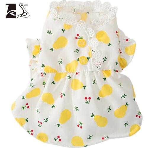 Spring Summer Fresh Broken Flowers Pet Clothes Pet Dress Teddy Clothes Cat Clothes Breathable Fabric Flower Dress for Cat