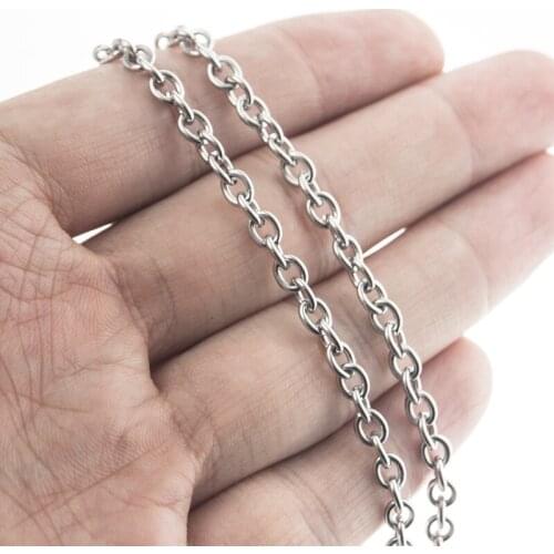 Stainless Steel 4mm Thin Rolo Link Chain Necklace Women Cross Chain M Accessory for Jewelry Making Sell By Meter Wholesale