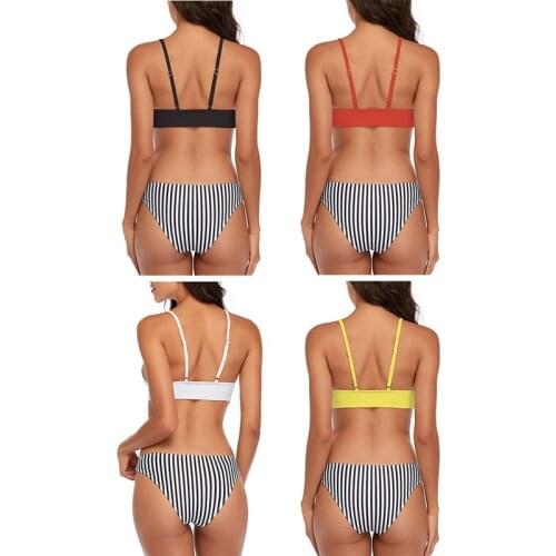 Womens V-neck split swimsuit, sunscreen sexy and comfortable two-piece swimsuit