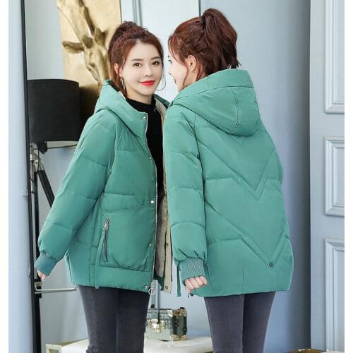 Winter Coat Women 2021 Fashion New Winter Jacket Women Cotton padded Parka Outwear Loose Warm Hooded Solid Female Jacket Coats