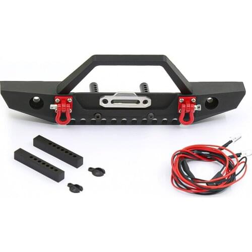 1/10 RC Car Metal Front Bumper with LED Lights for Axial SCX10 90046 90047 Traxxas TRX-4 TRX4 RC4WD D90 RC Rock Crawler
