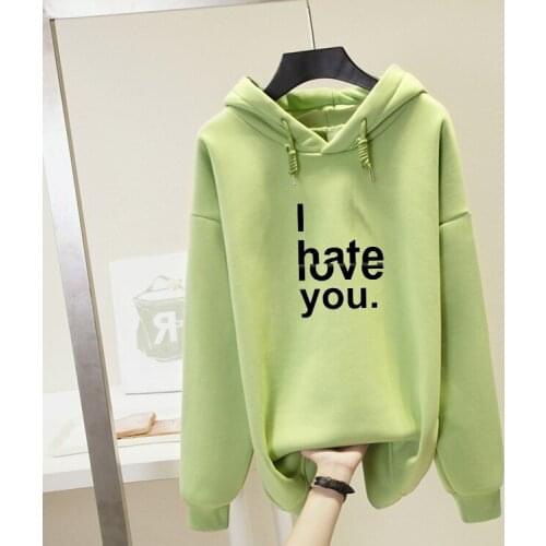 2019 I Hate Love You Letter Print Hoodies Winter Casual Men/Women Sweatshirt Pullover Long Sleeve Unisex Oversized Streetwear