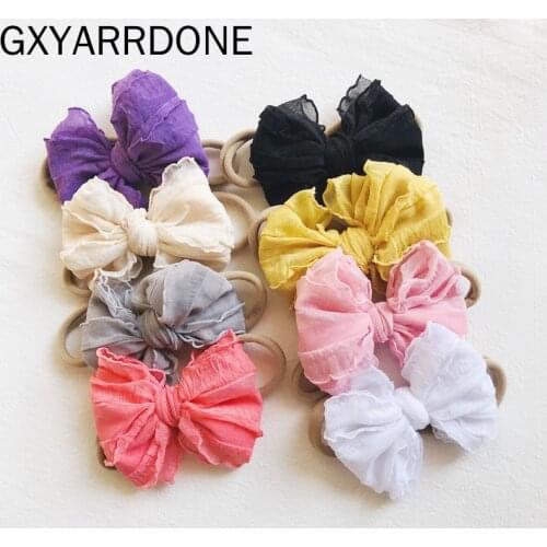 2021 Baby Lace Headbands Kids Girls Nylon Bow Knot Headwraps Headwear Newborn Bow Elastic Hairbands Child Turban Accessories