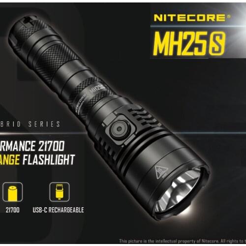 2021 NITECORE MH25S USB-C Rechargeable LED Flashlight 1800 Lumens Luminus SST-40-W Includes 21700 Battery Torch Portable Outdoor