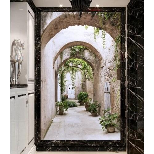 3d wallpaper for room European-style arches leafy backdrop custom 3d photo wallpaper custom 3d wallpaper
