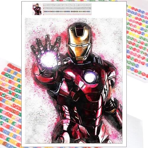 5D DIY Diamond Painting Marvel Iron Man Superhero Cartoon Cross Stitch Embroidery Mosaic Square Round Handmade Home Decoration