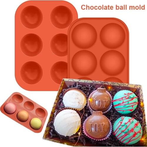 6 Hole Cake Molds Half Sphere Chocolate Bomb Silicone Molds with Brush Ice Fondant Mould Mousse Cake Resin Molds Baking Tools