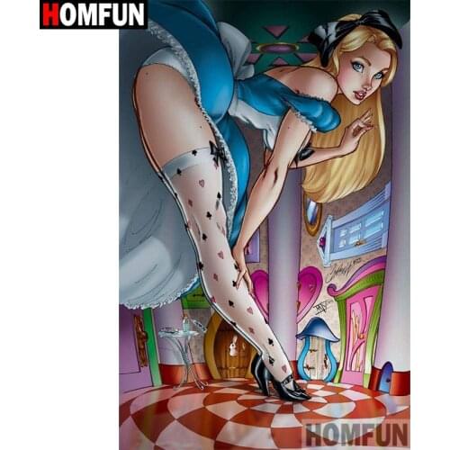 HOMFUN Full Square/Round Drill 5D DIY Diamond Painting "Cartoon girl" Embroidery Cross Stitch 5D Home Decor Gift A16997