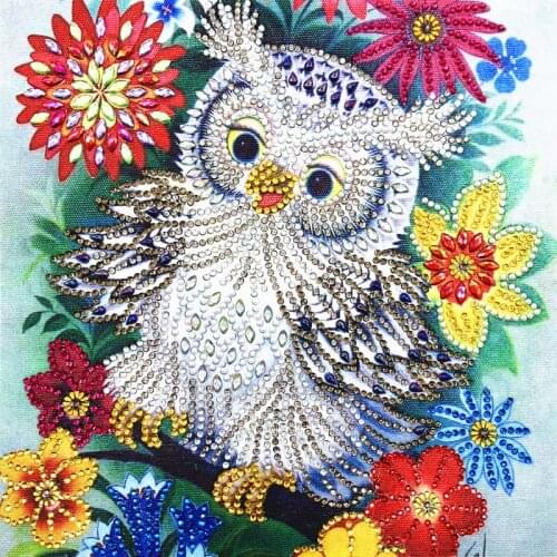 Flower Owl 5D Special Shaped Diamond Painting Embroidery Needlework Rhinestone Crystal Cross Craft Stitch Kit DIY