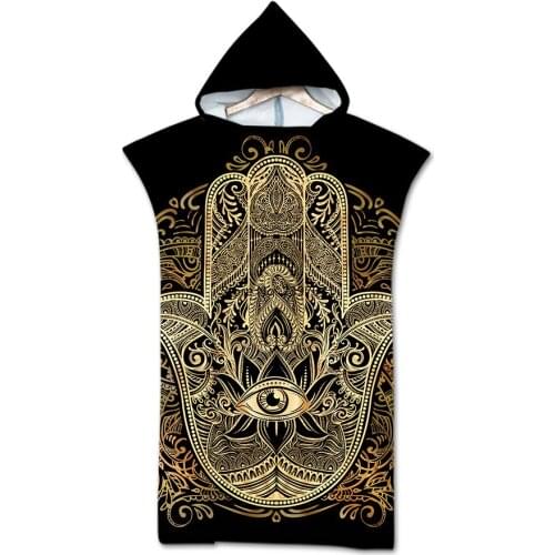 New printed Bath Beach Towel with Hood Microfiber Robe Towel Poncho for Swimming Beach Surf unisex Bathrobe Beachwear