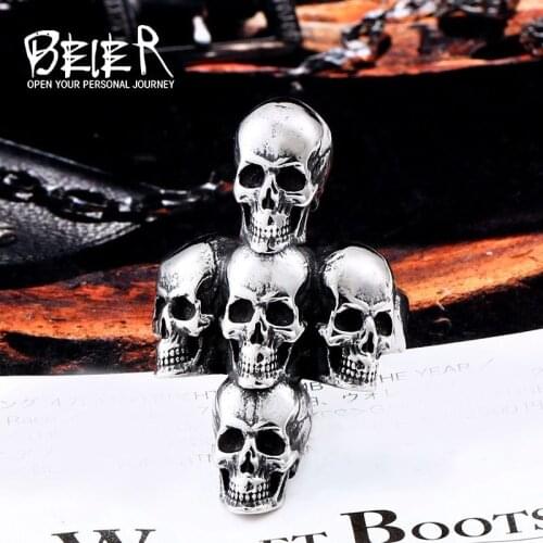 Beier new store 316L Stainless Steel ring Fashion Cross Skull Mens Ring High-quality jewelry LLBR8-558R