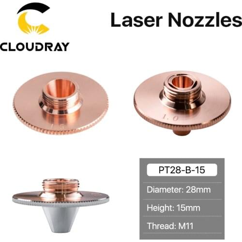 Cloudray Bulge Laser Nozzles Single Layer Chrome-Plating Double Layers Caliber 0.8-4.0 D28 H11 H15 M11 for Precitec Cutting Head