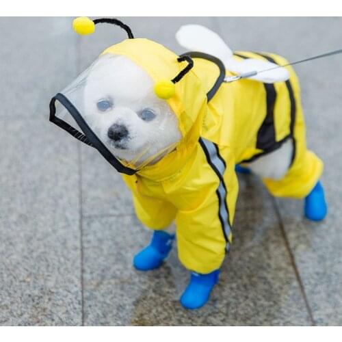 Puppy Small Dog Rain Coat Outdoor Puppy Pet Rain Coat Shoes Hooded Reflective Waterproof Jacket Shoes for Dogs