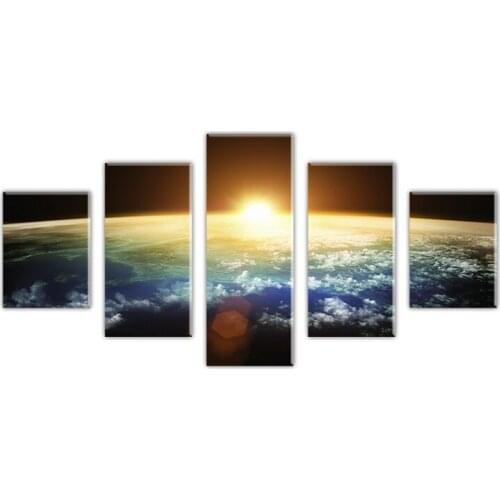 Without Framed Gifts 5 Pcs Large HD Space view Scape Canvas Print Painting for Living Room Wall Art Picture Gift Decoration Home