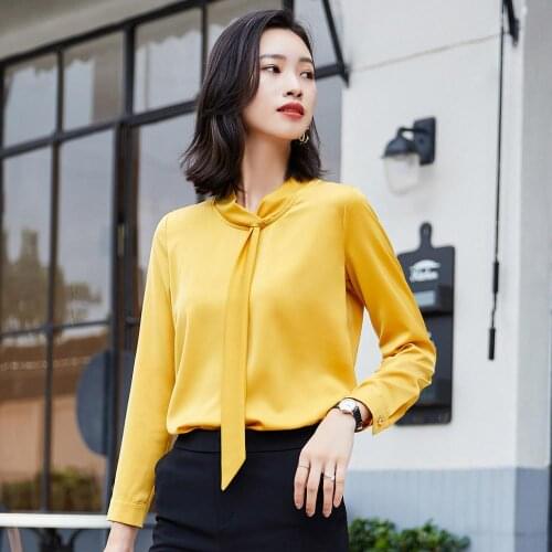 IZICFLY Autumn Spring New Style Yellow Shirts For Women Fashion Work Wear Korean Slim Office Business Blouse Plus Size Tops