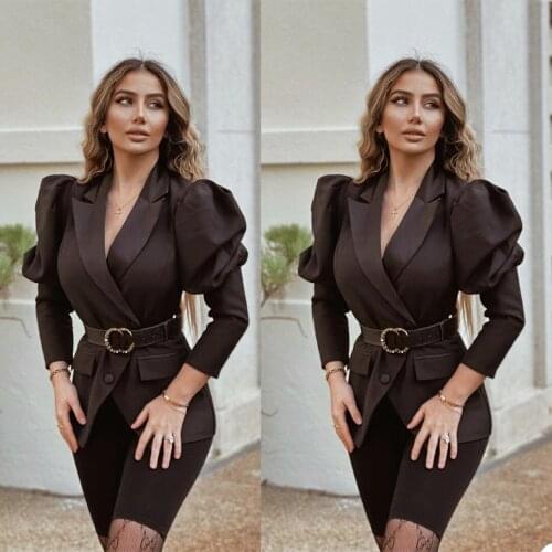 Summer Lantern Sleeve Women Suits Custom Made Peaked Lapel Pocket Blazer Elegant Fashion Strretwear Office Lady Daily Jacket
