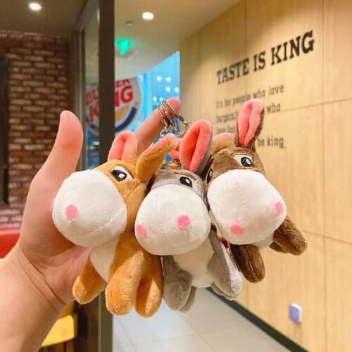 Kawaii Donkey Plush Keychain Stuffed Toys Kawaii Accessories Cute Pendant For Backpack Plush Toys Stuffed Animals Key Ring