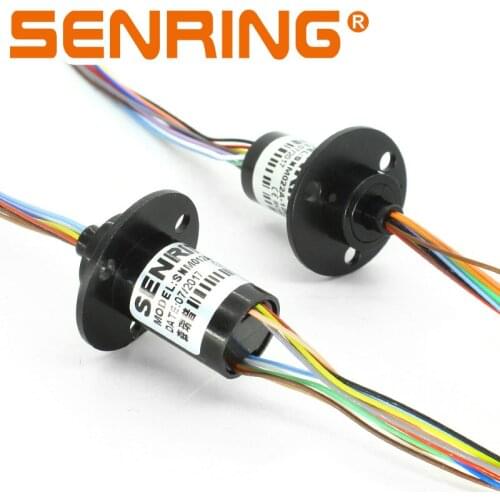 Mini Rotary Joint 12 Wires 1.5A Signal Capsule Slip Ring OD 12.5mm Flange Installation Plastic Housing