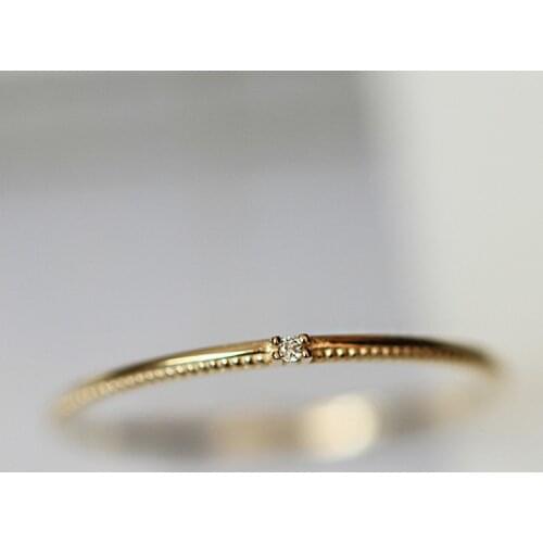 Minimalist Female Round Zircon Ring 100% Real 925 Sterling Silver Gold Wedding Rings For Women Cute Stone Thin Engagement Ring