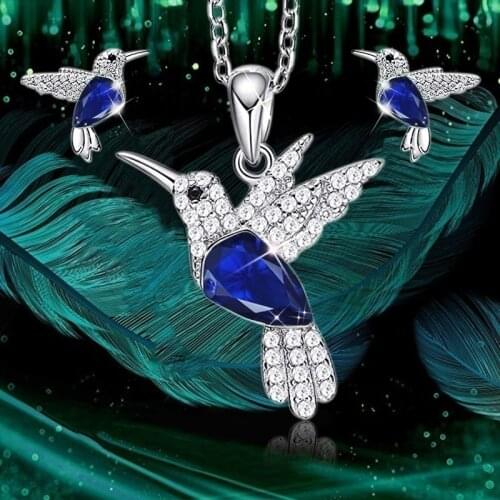 Fashionable Simple Color Zircon Bird Pendant Necklace for Beautiful Bride Engagement Wedding Jewelry Gift