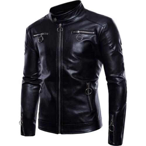 New Fashion Zipper Design Motorcycle Leather Jacket Men British Style Slim Fit Mens Leather Jackets and Coats Casaco Masculino