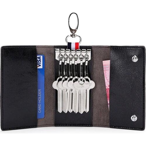 New 2019 PU Leather Car Key Holders Keys Organizer Key Wallets Car Keychain Leather Housekeeper Key Wallet Cover 6 Colors