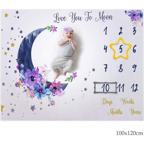 100x120cm Baby Milestone Blanket For Girls Boys Newborn Photo Prop Soft Flannel Infant Swaddle Wrap Bed Quilt Kids Bath Towel