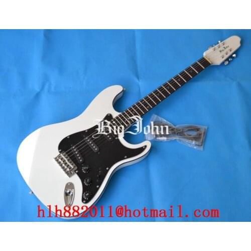 Wholesale and retail customized new Big John electric guitar in white with black pickguard F-1500+free shipping