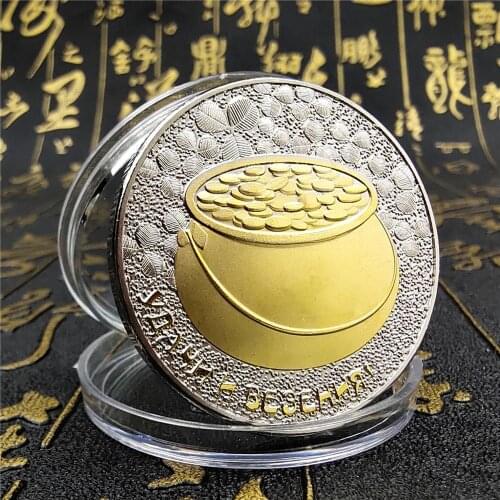 Russia Lucky Gold Silver Commemorative Coin Good Luck & Happiness & Fortune Blessing Medal Patron Saint Patrick’s Day Gifts