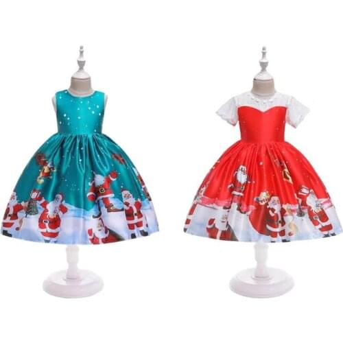 Santa Claus Girls Tunic Dress Personality Print Delicate Design Comfort Soft Princess Christmas Party Tutu Mesh Dresses