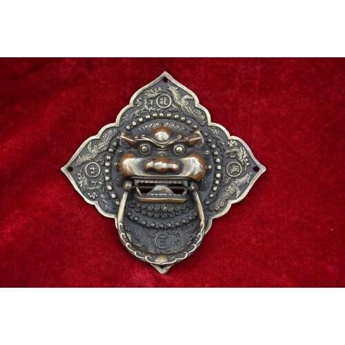 Rare Qing Dynasty copper Lion painting statue,Free shipping