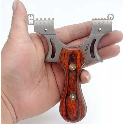 Wooden Handle 304 Stainless Steel Slingshot Feels Very Comfortable Outdoor Hunting Sport With Fiber Optic Slingshot Catapult