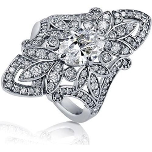 Luxury Ethnic Zircon Ring Exquisite Flower Ring Exotic Accessories Women Four Seasons All-Match Charm Jewelry Wholesale
