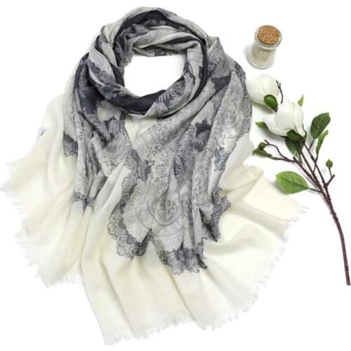 Exquisite classic printed 100%goat cashmere women fashion thin scarf shawl pashmina 90x200cm large size