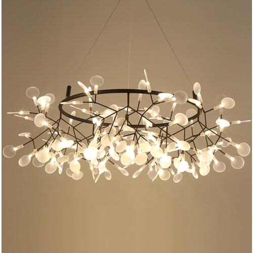 Modern LED Lamp Firefly Tree Branch Leaf Pendant Light Round Flower Suspension Lamps Art Bar Restaurant Home Lighting AL127B