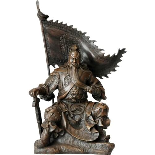 Guan Yu Figurine Statue Bronze Chinese Famous People Guan Gong Sculpture Collectible Copper Artwork