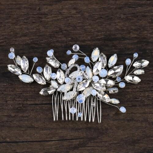 Handmade Crystal Beads Wedding Bridal Hair Combs Tiaras Headpiece Hair Accessories Head Jewelry для волос аксессуары 2021