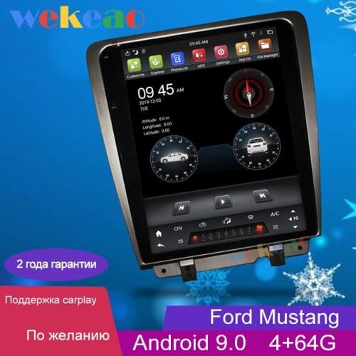 Wekeao Vertical Screen Tesla Style 12.1'' 1Din Android 9.0 Car dvd player Android Auto GPS Navigation For Ford Mustang 2010-2014