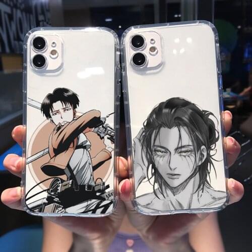 Japan Anime Attack On Titan Shockproof Phone Case For iPhone 12 Pro Max 11 XR XS 8 7 6s Plus X SE20 Clear Soft TPU Cover Fundas