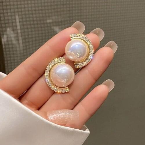 Elegant Bridal Wedding Earrings Luxury AAA Cubic Zircon Imitation Pearl Romantic Female Party Fashion Stud Earrings Women