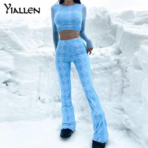Yiallen Summer Women Chic Printing Fitness Two Pieces Set Short Sleeve Crop Top+ High Waist Legging Outfit Active Tracksuit Set