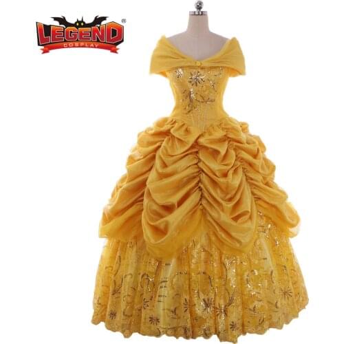 Adult princess golden gown yellow ball gown dress custom made belle dress