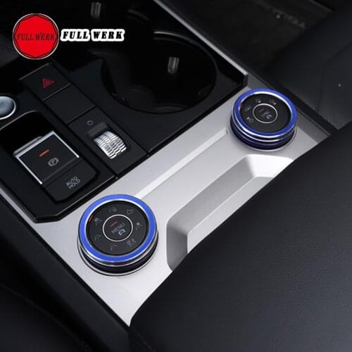 1 Pair Aluminum Alloy Car Central Control Knob Ring Decoration Cover Trim Sticker Protector for Touareg 19 Interior Accessories