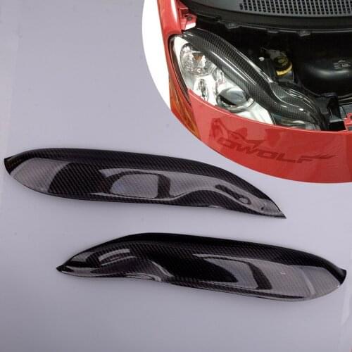 1 Pair Headlight Eyelids Eyebrows Trims Covers Black Carbon Fiber Fit For Smart Fortwo W451 2007-2009 2010 2011 2012 2013 2014