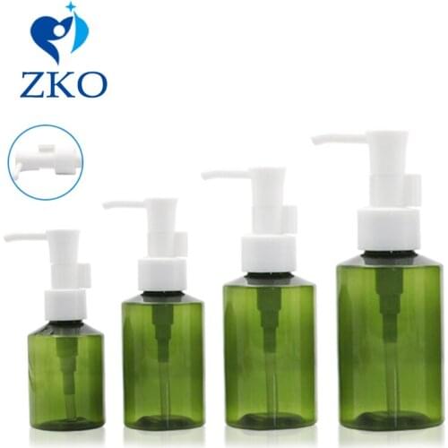 1pcs 50/100/150/200ml Green Sloping Shoulder Bottle Oil Lotion Pump Cosmetics Bottle Free Shipping Travel Bottle(Safety Clasp)
